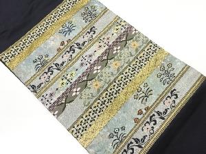 引箔横段に花唐草模様織出し名古屋帯